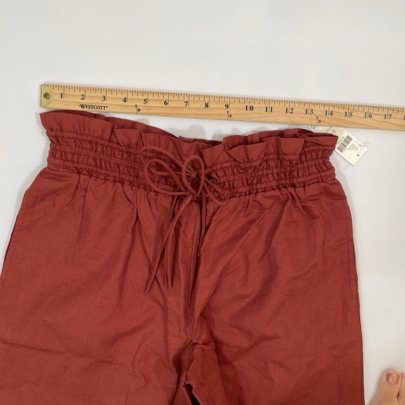 Anthropologie wide Leg Linen Pull-on Pants XSP Brown NWT - Picture 8 of 12